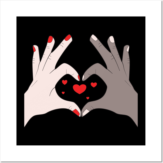 Hands Making Heart Shape Love Sign Language Valentine's Day Wall Art by Okuadinya